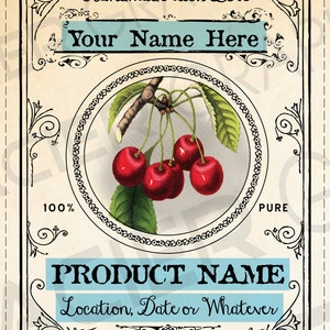 DIY Cherries Label Cherry Pie Filling Label Cherry Canning Label ...