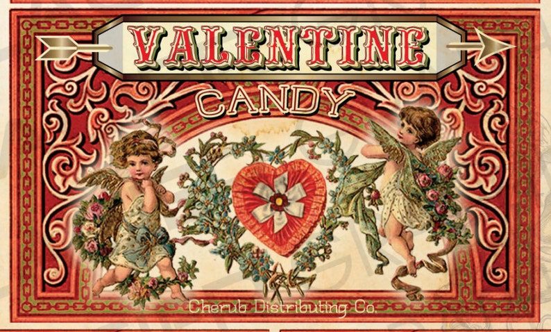Vintage Valentine Candy Label Digital Download Printable Scrapbook Valentine Tag Valentine Candy Collage Sheet Victorian Valentine Candy Tag image 3