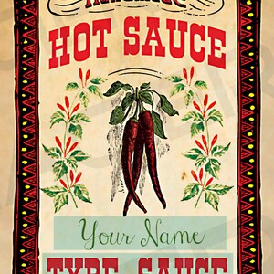 DIY Homemade Hot Sauce Label Editable Gift Tags Bottle Label Hot Sauce Labels Hot Sauce ...