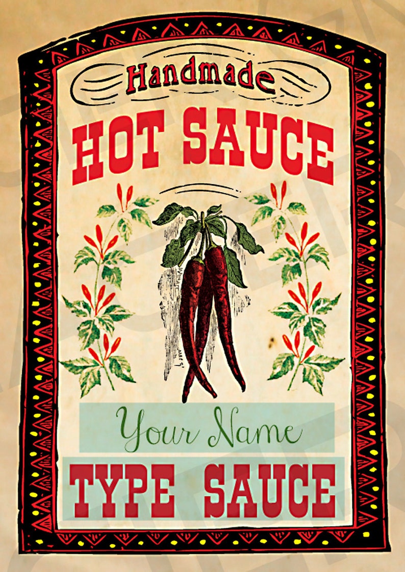 DIY Homemade Hot Sauce Label Editable Gift Tags Bottle Label Etsy
