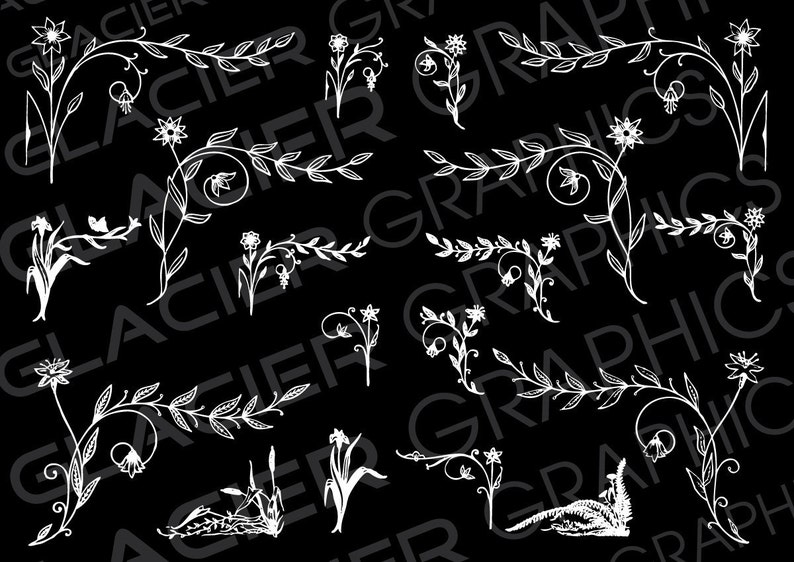 18 Vintage Hand drawn Floral Ornament Illustrations Clipart Copyright Free Vintage Floral Ornaments