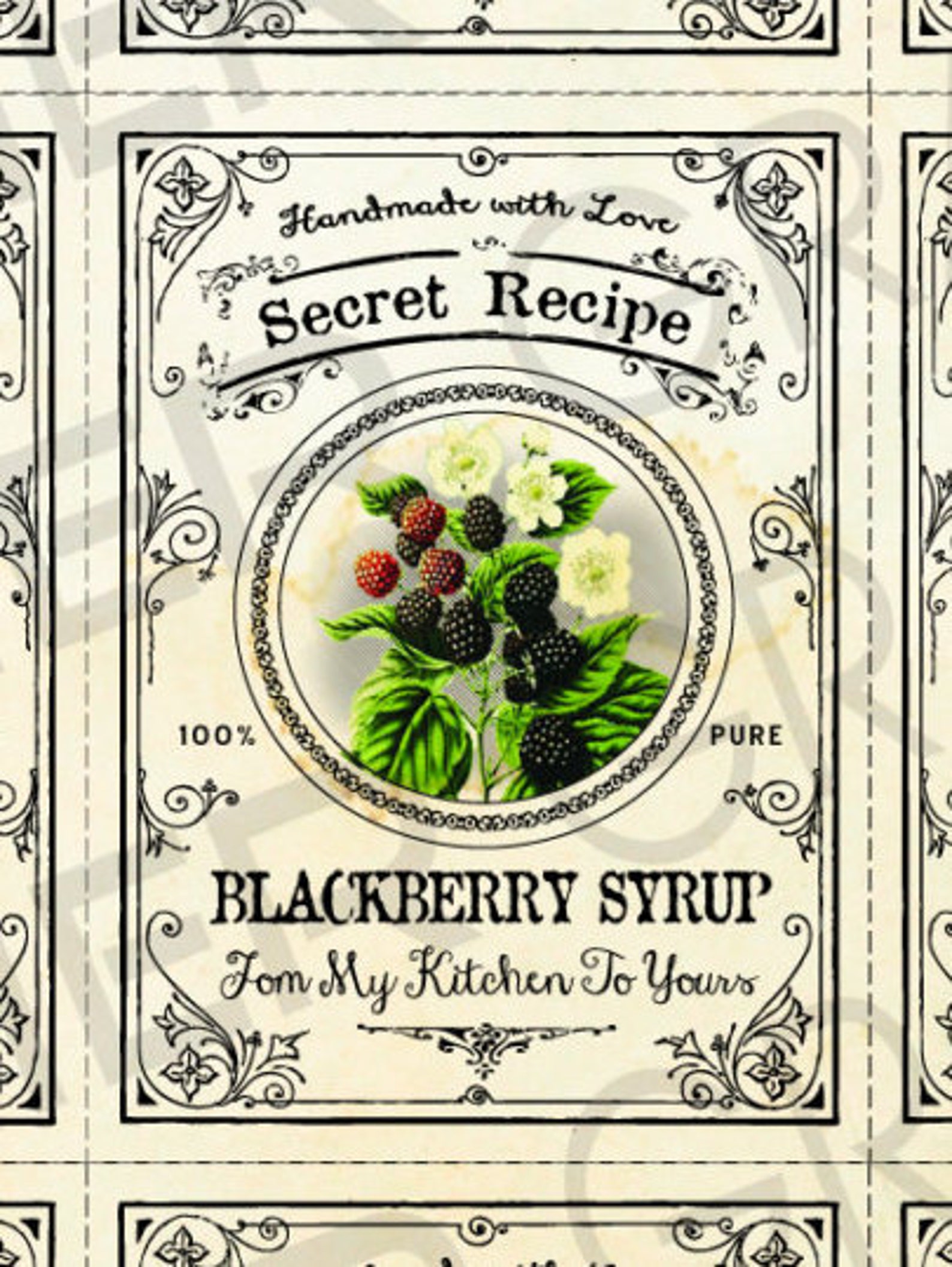 Blackberry Syrup Label Apothecary Gift Tags Bottle Label Etsy