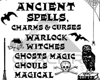 Halloween Book Titles SVG Halloween Books Die Cut Halloween Clipart Spooky Halloween Decoration Digital File DXF PNG Title Fonts Stencil