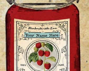 Raspberry Label Red Raspberry Jam Label Vintage Raspberry Canning Tags EDITABLE Digital Download Printable Tag Canning Labels Download