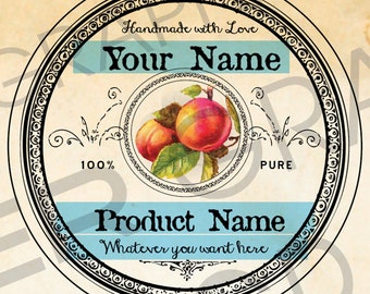 Large Mouth Round Peaches Labels 2.5in Large Round Peach Canning Labels DIY Peaches Jam Tags Gift Tag Round Peaches Preserves Tag