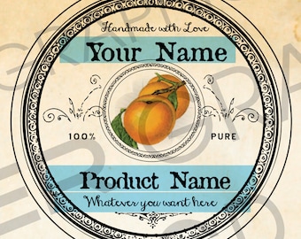 Large Mouth Round Apricots Labels 2.5in Large Round Apricots Canning Labels DIY Apricot Jam Tags Apricot Gift Tag Round Apricots Preserves