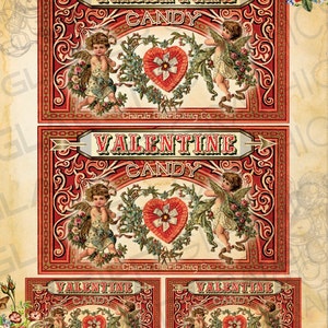 Vintage Valentine Candy Label Digital Download Printable Scrapbook Valentine Tag Valentine Candy Collage Sheet Victorian Valentine Candy Tag image 5