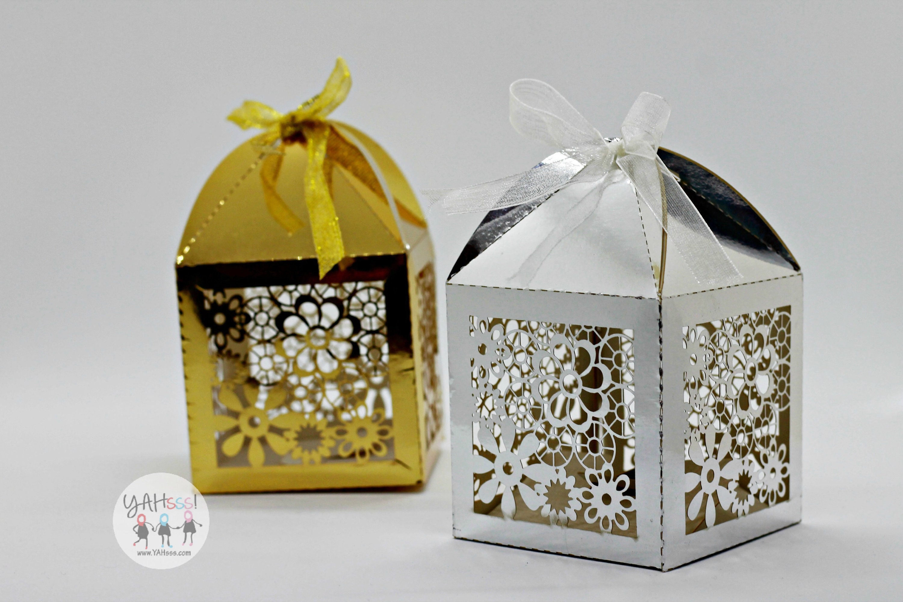 Flower Power Silver Party Favor Box Pack of 10 - Etsy