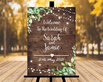 Rustic Wedding Welcome Sign, Wood Rustic Wood Wedding Sign, Welcome Wedding Signs, Personalised Wedding Sign