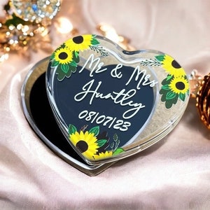 Personalised Wedding Ring Box,  Sunflowers, Ring Bearer, Double Ring Box, Wedding Rings