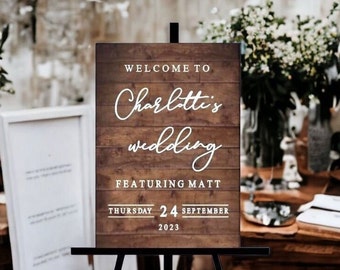 Rustic Wedding Welcome Sign, Funny Wedding Sign, Featuring The Husband, Wife's Wedding. Script Font