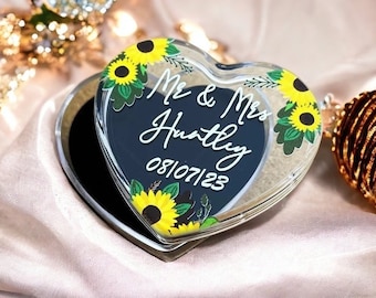 Personalised Wedding Ring Box,  Sunflowers, Ring Bearer, Double Ring Box, Wedding Rings