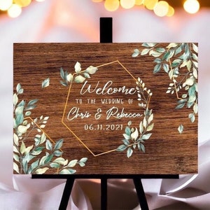 Rustic Wedding Welcome Sign, Wood Rustic Wood Wedding Sign, Welcome Wedding Signs, Personalised Wedding Sign image 3