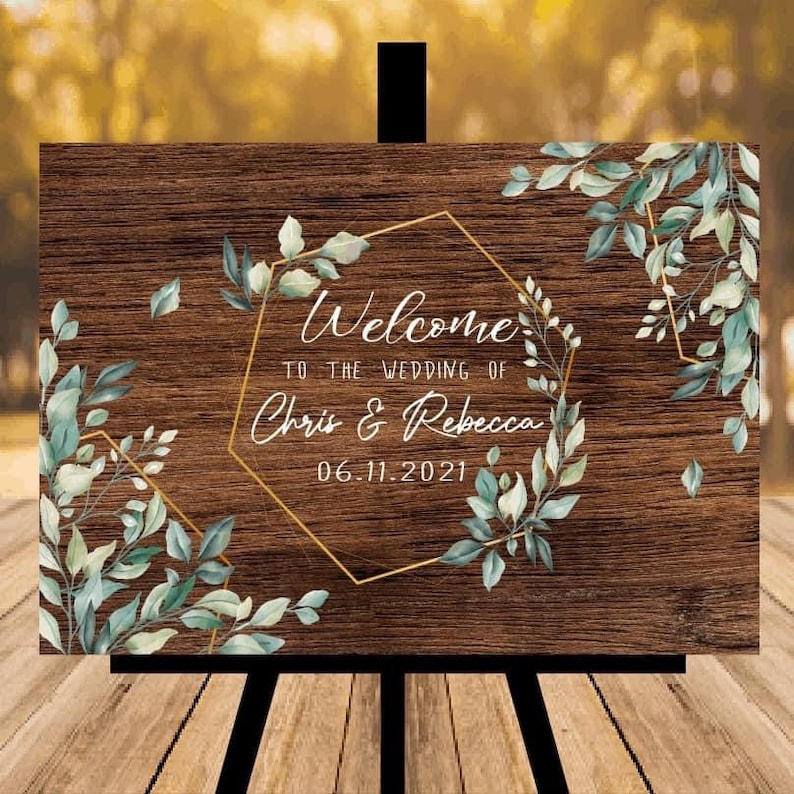 Rustic Wedding Welcome Sign, Wood Rustic Wood Wedding Sign, Welcome Wedding Signs, Personalised Wedding Sign image 5