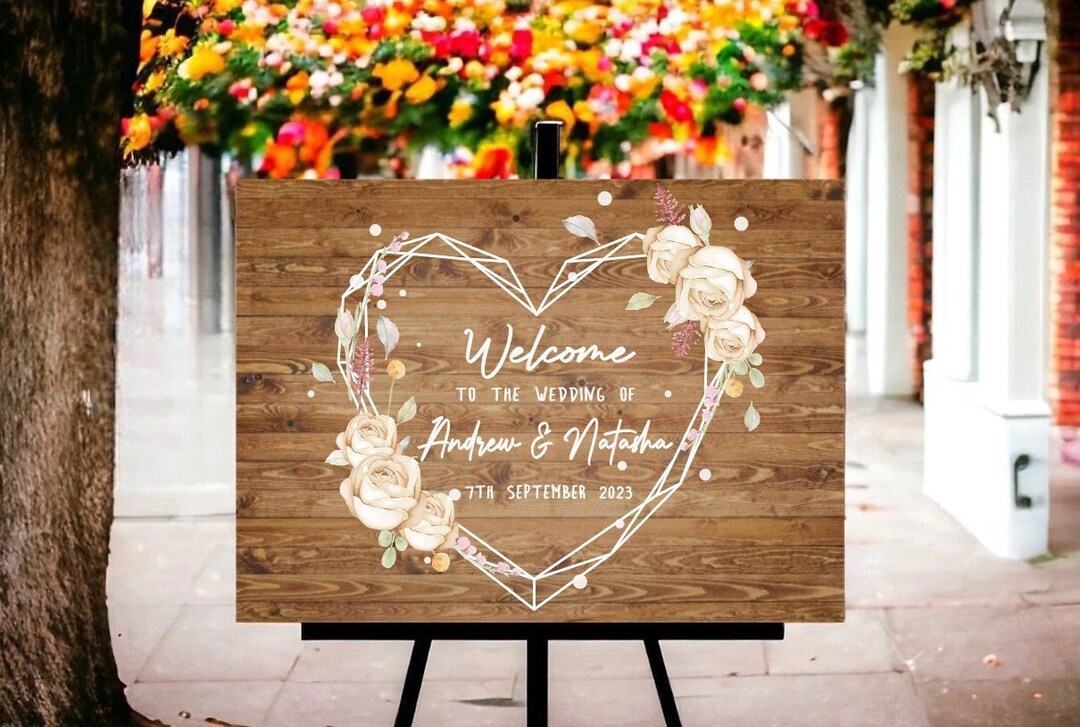 Rustic Wedding Welcome Sign - Etsy UK