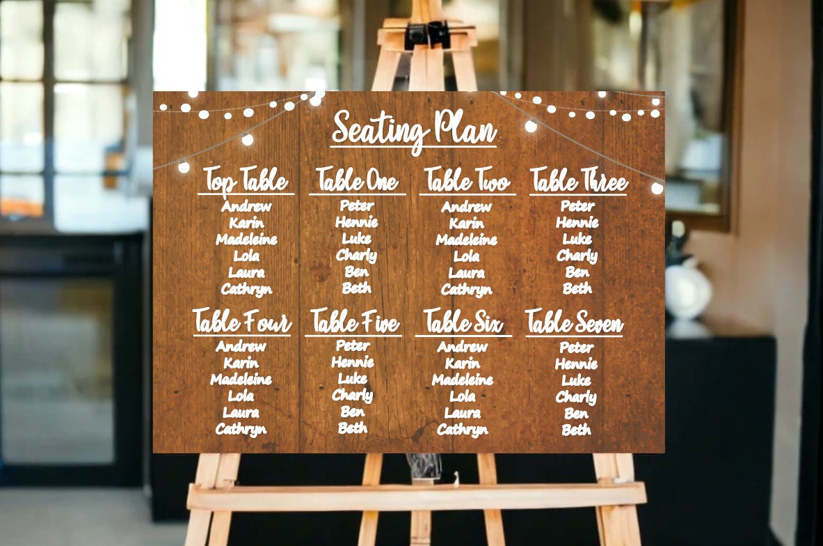 Rustic Wedding Table Plan Sign | Wedding Seating Plan | Orange - Etsy UK