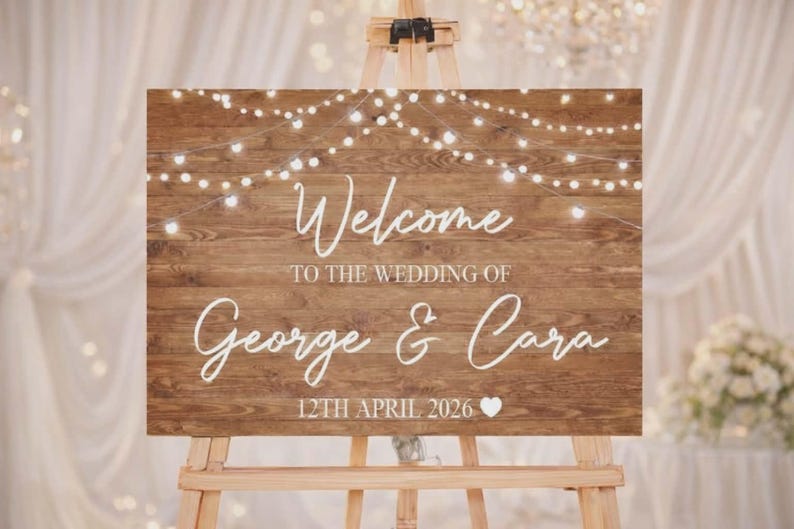 Letrero de bienvenida para bodas / Letrero de boda personalizado / Letrero de bienvenida rústico para bodas imagen 2