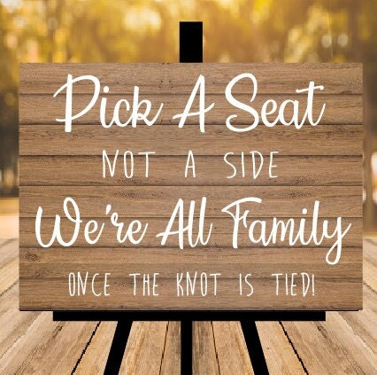 3 Sizes Pick a Seat Not A Side Wedding Sign - Printable Instant Download -  Lovely Calligraphy #LCC