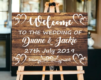 Panneau de bienvenue de mariage rustique, panneau de mariage en bois rustique en bois, panneaux de mariage de bienvenue, panneau de mariage personnalisé