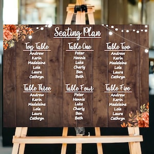 Rustic Wedding Table Plan Sign | Wedding Seating Plan | Autumn Flowers