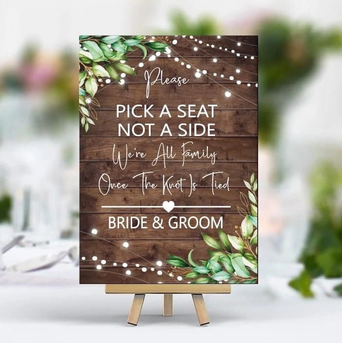 Vinyl Decal Sticker for DIY Pick a Seat Not a Side Wedding