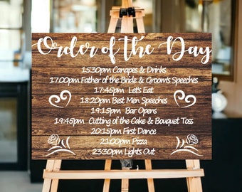 Wedding Timeline Sign | Wedding Order Of The Day | Personalised Wedding Sign