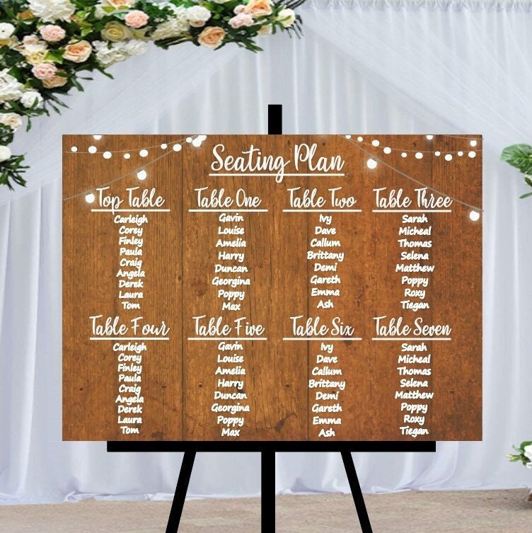 Rustic Wedding Table Plan Sign | Wedding Seating Plan | Orange - Etsy UK