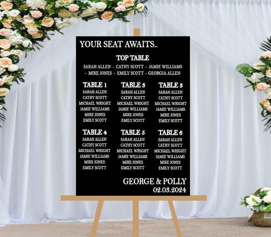 Round Table Plan Sign Black & White Wedding Table Plan Sign | Wedding Seating Plan - Etsy UK