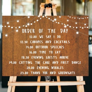 Wedding Timeline Sign | Wedding Order Of The Day | Personalised Wedding Sign