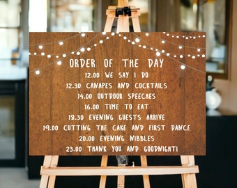 Wedding Timeline Sign | Wedding Order Of The Day | Personalised Wedding Sign