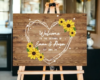 Rustic Wedding Welcome Sign - Sunflowers