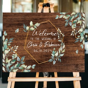 Rustic Wedding Welcome Sign, Wood Rustic Wood Wedding Sign, Welcome Wedding Signs, Personalised Wedding Sign image 1