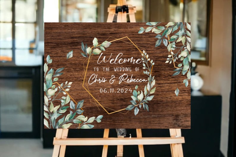 Rustic Wedding Welcome Sign, Wood Rustic Wood Wedding Sign, Welcome Wedding Signs, Personalised Wedding Sign image 1