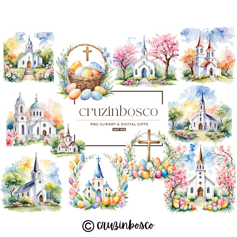 20+ Easter Church Clipart Bundle, Spring Eggs, Christian Art (PNG ...