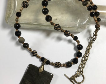 Golden Obsidian Beaded Necklace