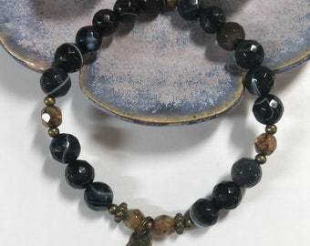 Faceted Agate Leaf Bracelet