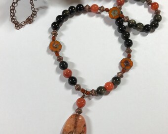 Banded Agate Obsidian Necklace