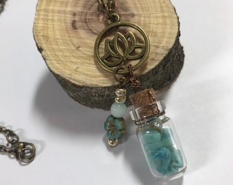 Lotus Amazonite Charm Necklace