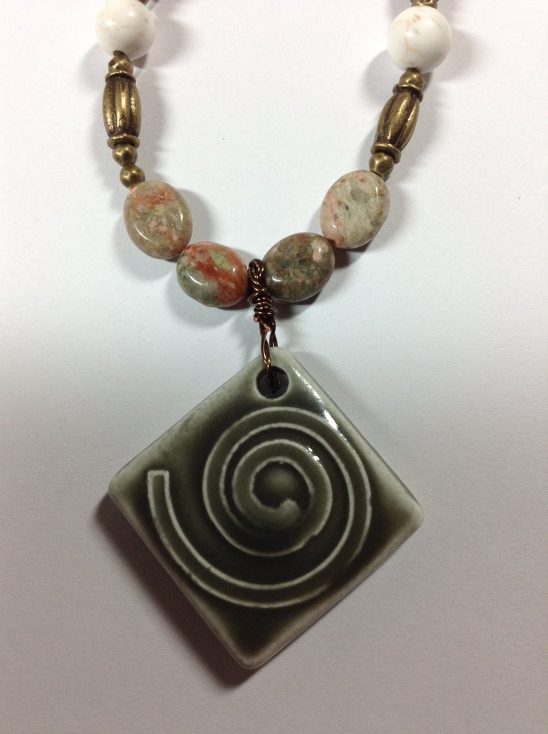 Autumn Jasper Air Symbol Necklace image 2