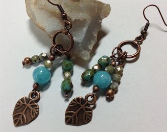 Aquamarine Leaf Earrings