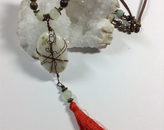 Solar Quartz Amazonite Tassel Necklace