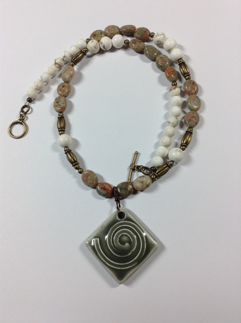 Autumn Jasper Air Symbol Necklace image 1