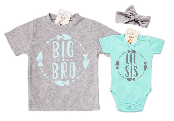 Big Brother Little Brother Big Little Sister Kids T-Shirt Baby Grow Body Suit 