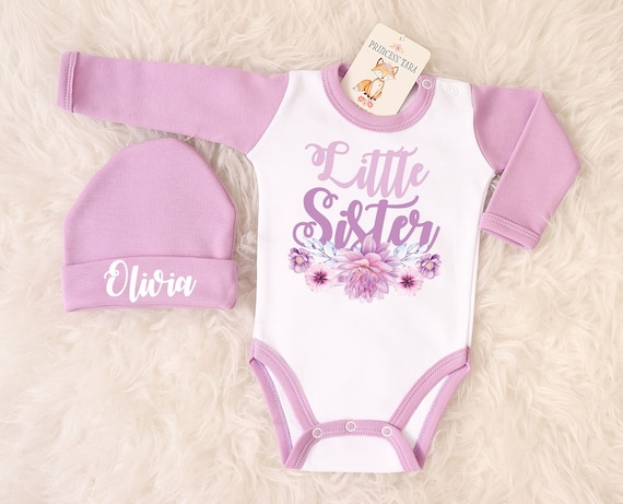 Little Sister Baby Outfit. Purple Baby 