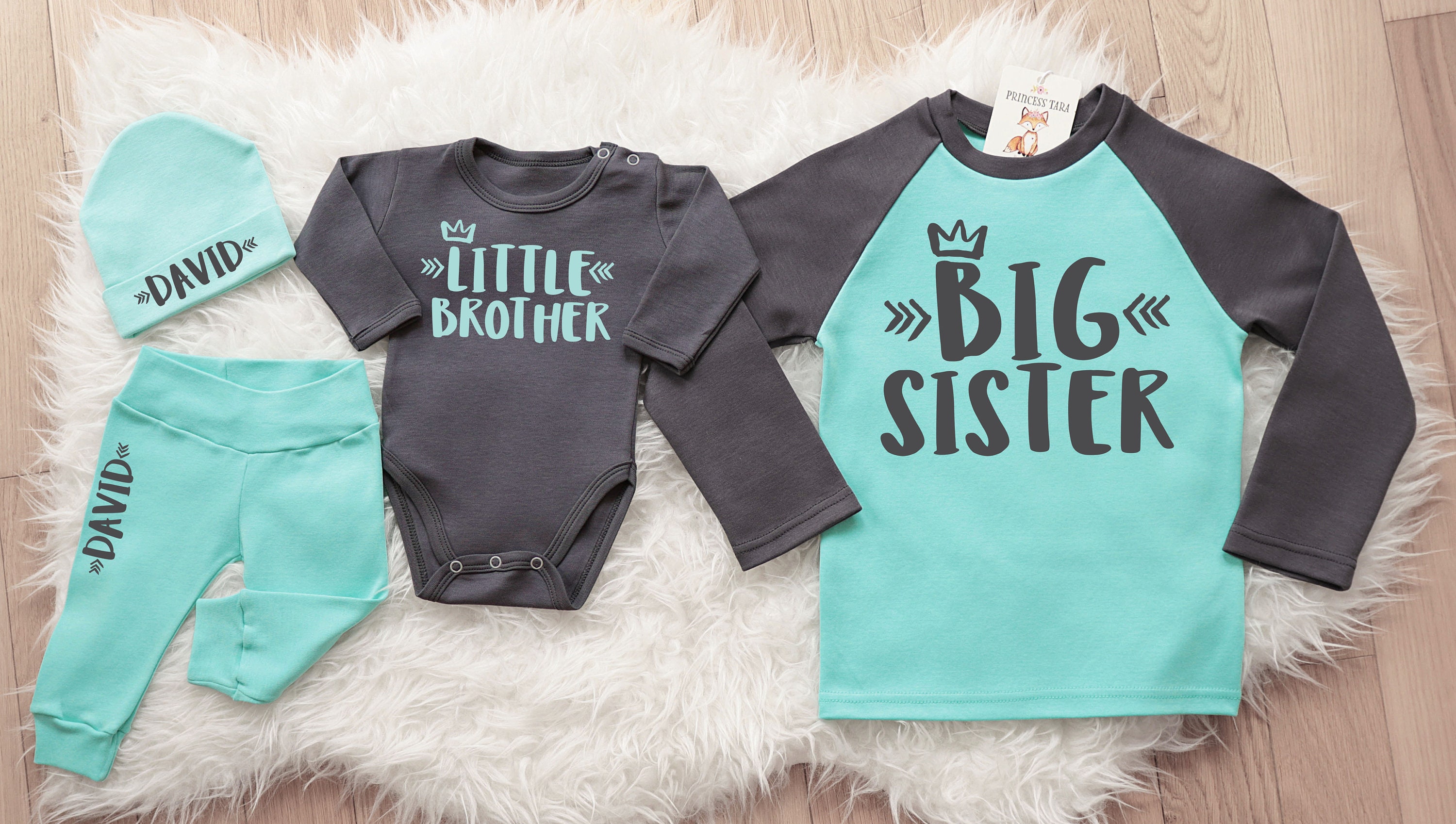 Big Brother Little Sister Navy Blue T-Shirt, Sis & Bro Matching Outfits