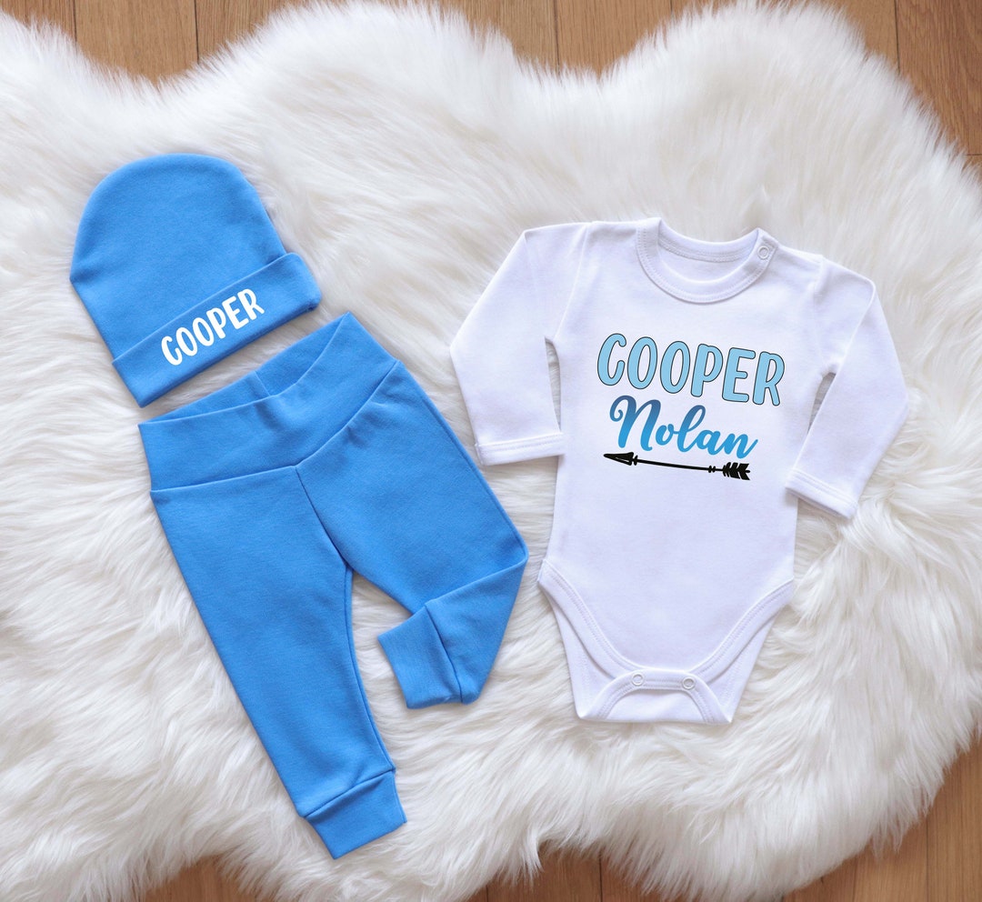 Personalized Newborn Boy Outfit Custom First & Middle Name Baby Clothes