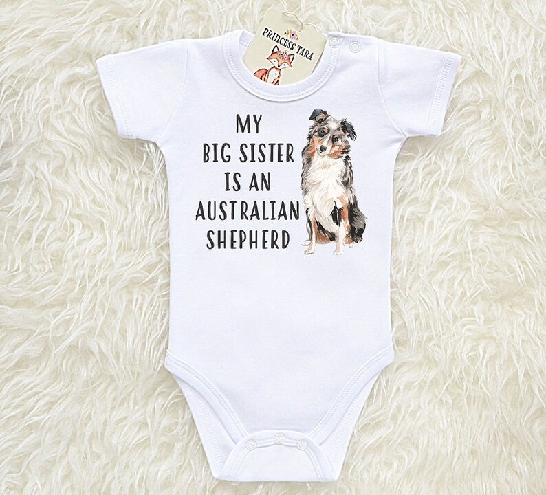 Australian Shepherd Baby Bodysuit. Dog Baby Clothes. My Big Etsy