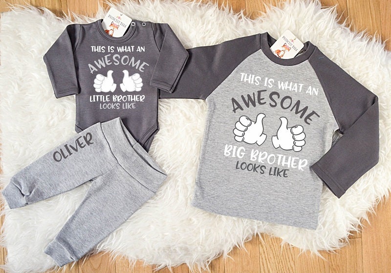 Big Brother Little Brother Outfits Brother Shirts Set Matching Brother Outfits Kleding Jongenskleding Babykleding voor jongens Bodysuits Big Brother Little Brother Personalized Shirt 