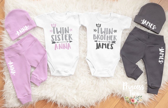 Twin Girl And Boy Matching Outfits. Twin Baby Clothes. - Etsy