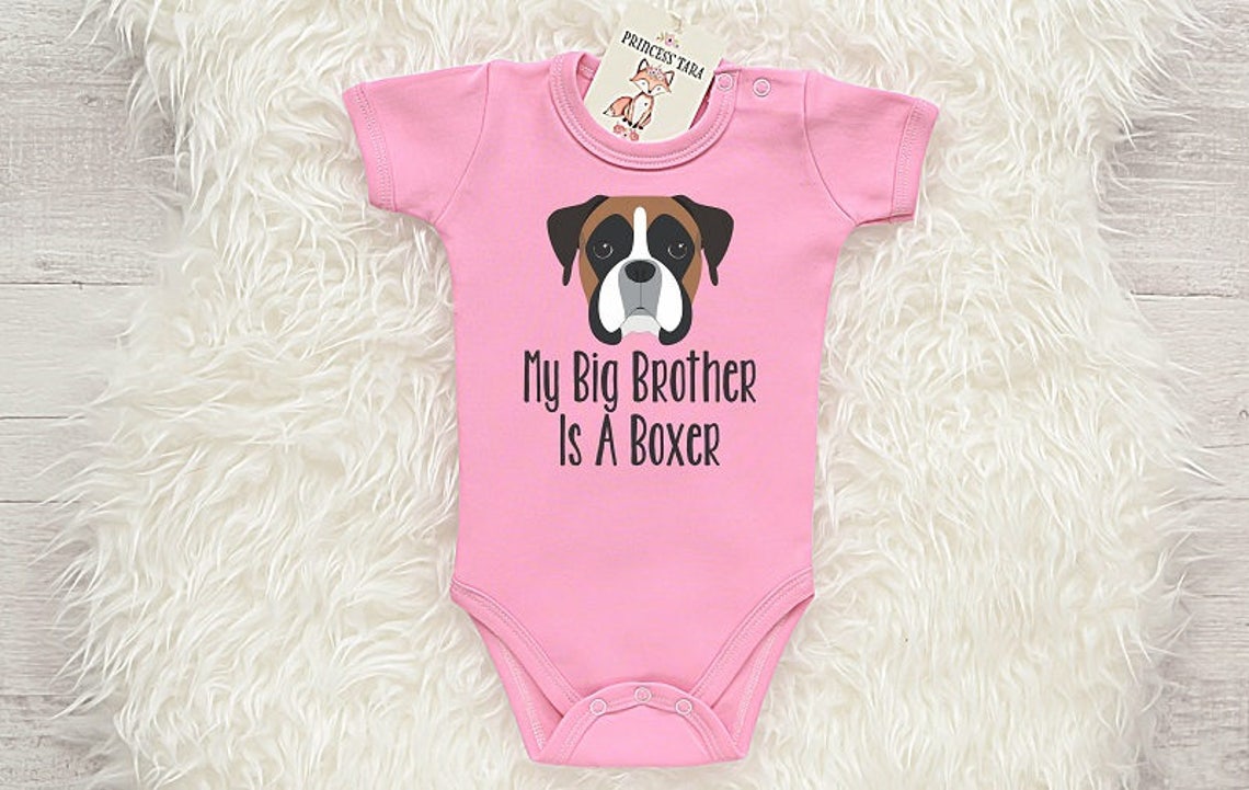 Cute Boxer Dog Baby Clothes. Baby Bodysuit with Boxer Print. Etsy